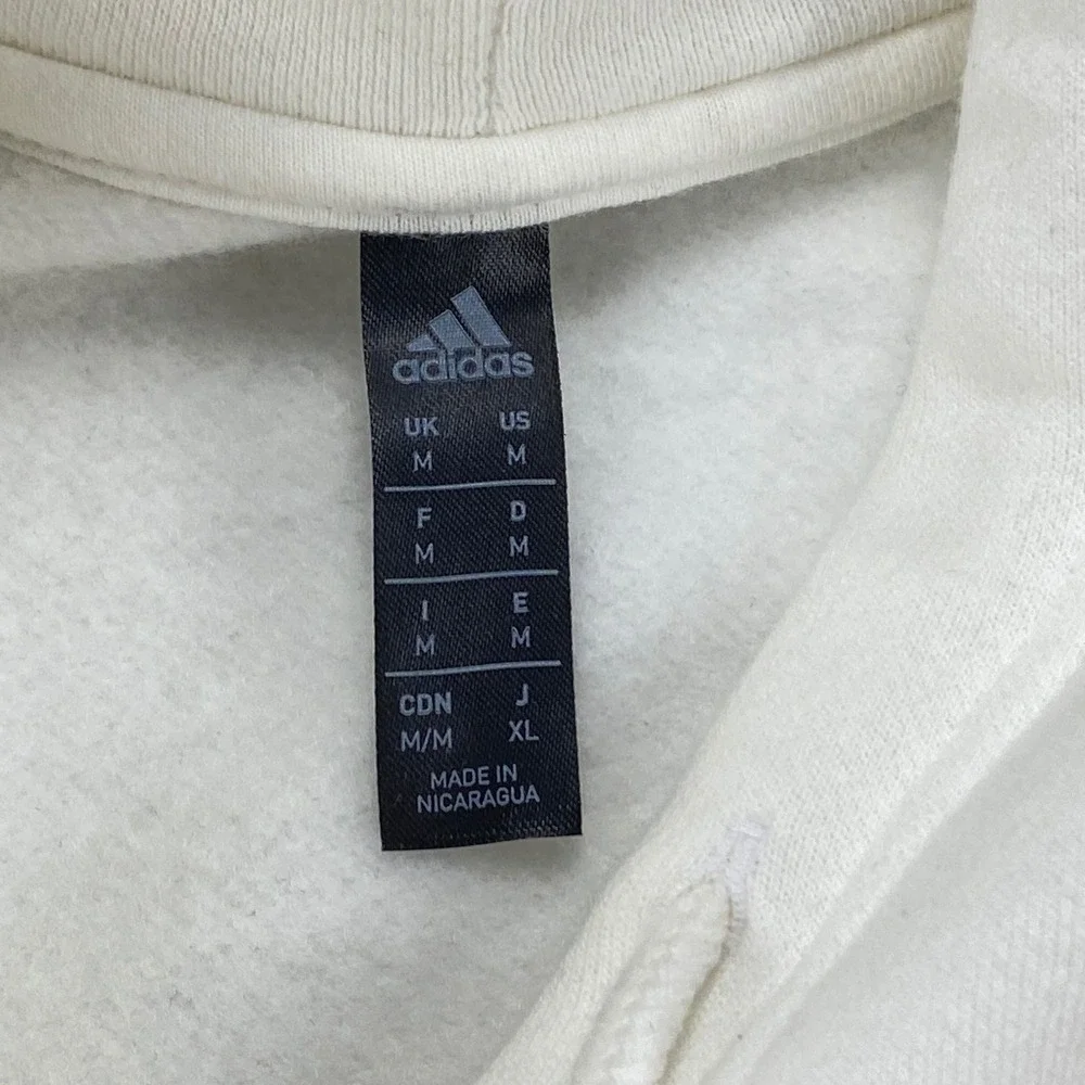 Adidas Mens‎ Essentials Fleece Logo Hoodie White Red Blue Pullover Medium